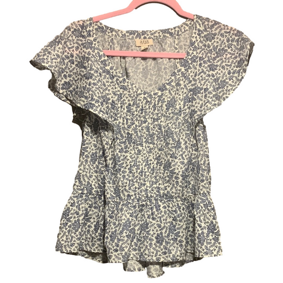 a.n.a Tops - ANA NWT Blue Floral Women's Baby Doll Flutter Sleeve Top